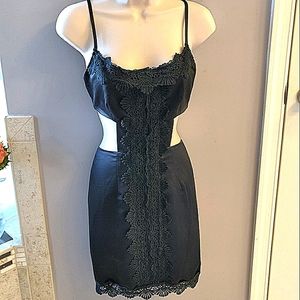Black Satin Cutout Dress
